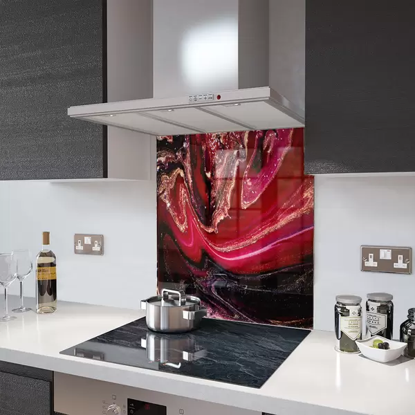Glass Splashback With Fixing Holes in Liquid Lava - 60cm Wide x 100cm High