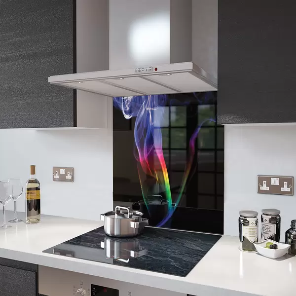Rainbow Smoke - Kitchen Glass Splashback - 40cm Wide x 60cm High