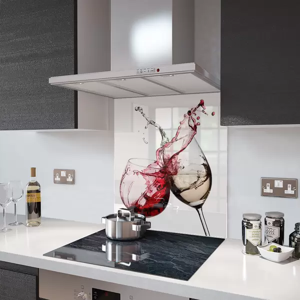 Red and White Wine - Kitchen Glass Splashback - 40cm Wide x 60cm High