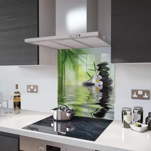 Relaxing Spa Scene - Kitchen Glass Splashback - 40cm Wide x 60cm High