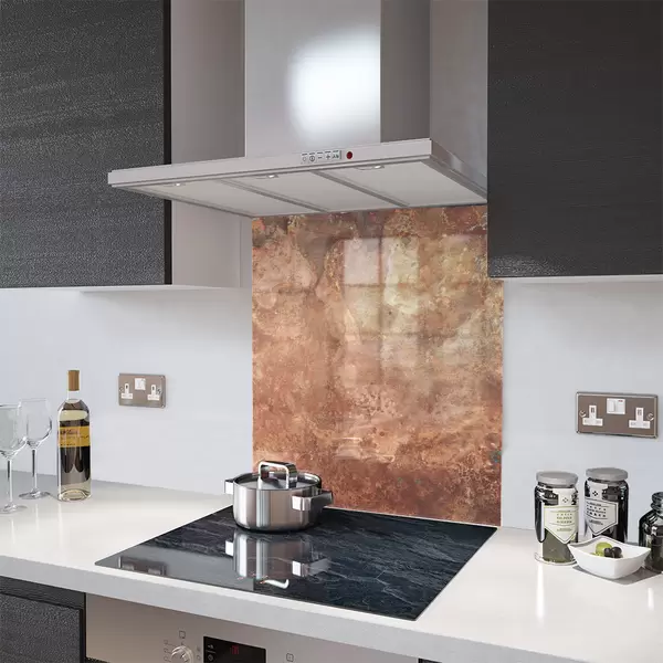 Glass Splashback With Fixing Holes in Rustic Copper - 60cm Wide x 100cm High