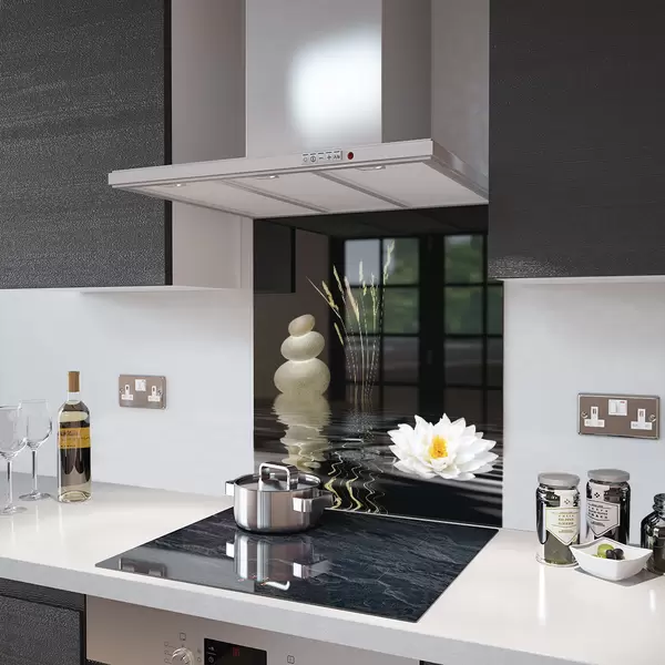 Water Lily - Kitchen Glass Splashback - 40cm Wide x 60cm High