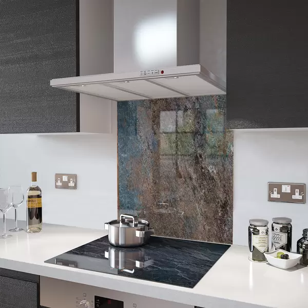 Glass Splashback With Fixing Holes in Concrete - 60cm Wide x 100cm High