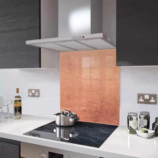 Glass Splashback With Fixing Holes in Distressed Copper - 60cm Wide x 100cm High