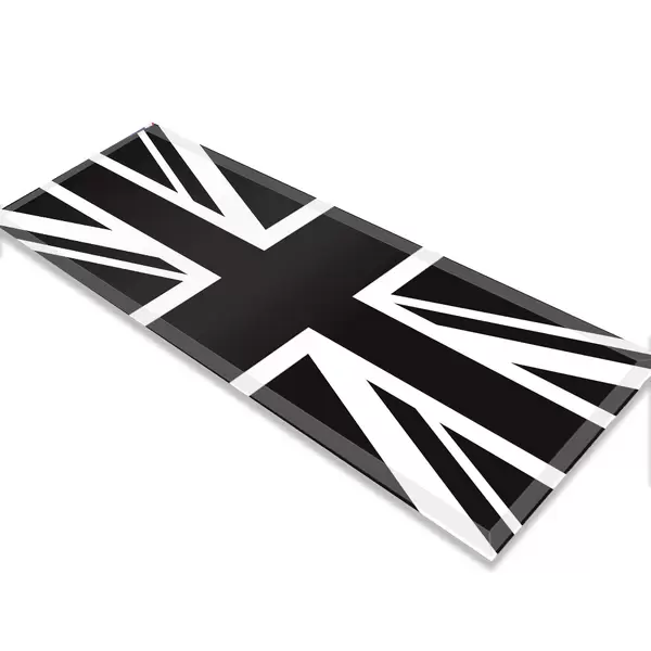 Glass Table Runner in Black N White Union Jack - 80cm Wide x 30cm High