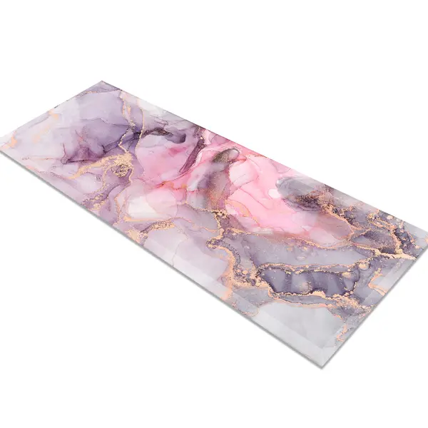 Glass Table Runner in Liquid Pink Marble - 80cm Wide x 30cm High