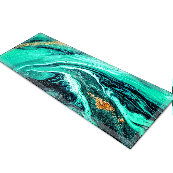 Glass Table Runner in Liquid Emerald - 80cm Wide x 30cm High