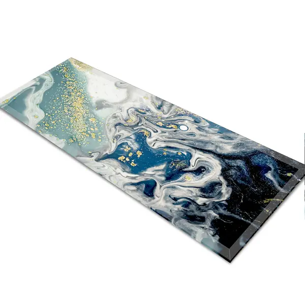 Glass Table Runner in Liquid Ocean - 80cm Wide x 30cm High