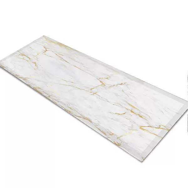 Glass Table Runner in White Gold Veins - 80cm Wide x 30cm High