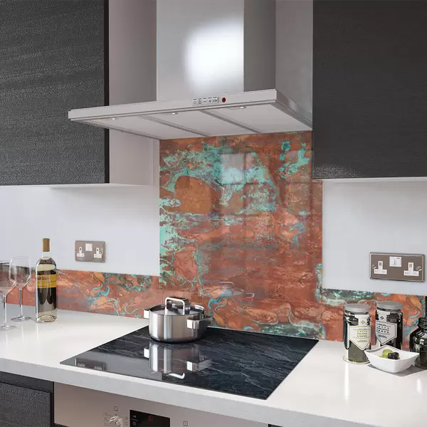 Digital Print Glass Upstand Aged Copper 100cm x 14cm