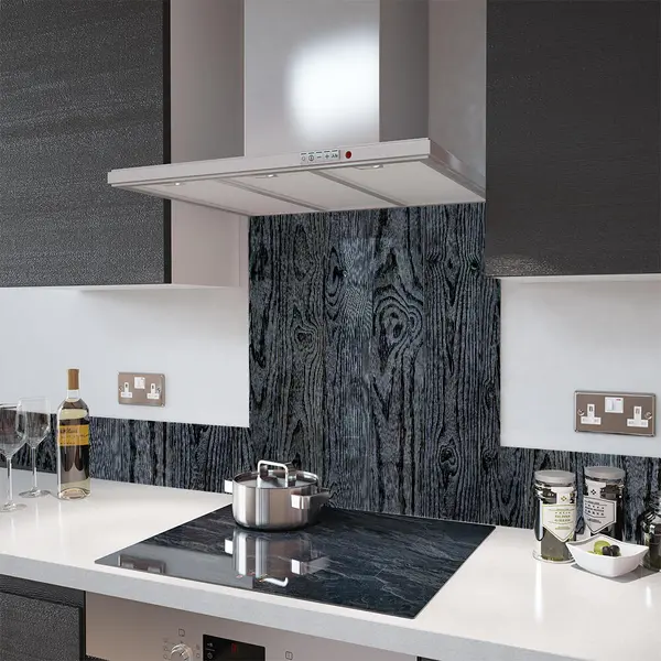 Digital Print Glass Upstand Black Ash 100cm x 14cm