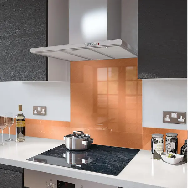 Digital Print Glass Upstand Brushed Copper 100cm x 14cm