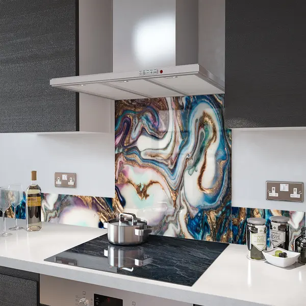 Digital Print Glass Upstand Gold Pearl 100cm x 14cm