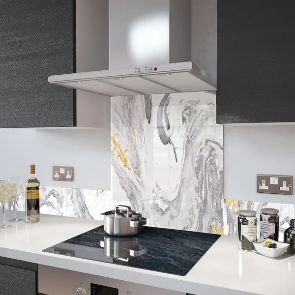 Digital Print Glass Upstand Liquid Azurite 100cm x 14cm