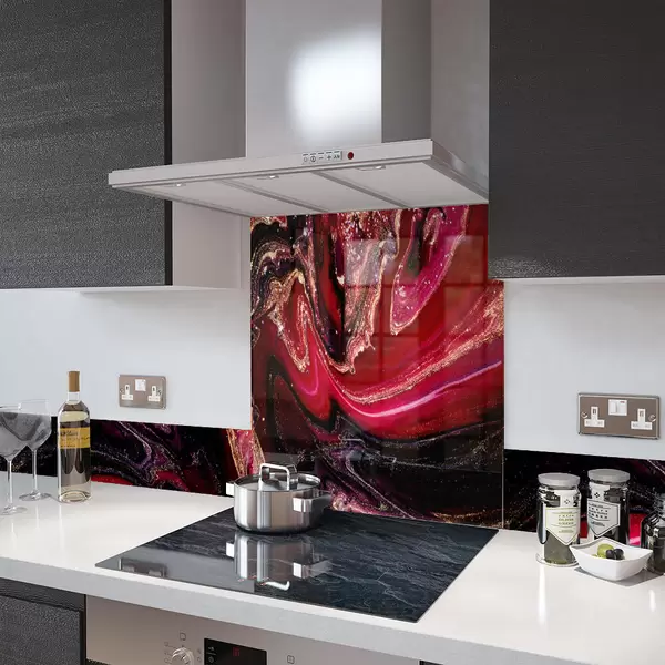 Digital Print Glass Upstand Liquid Lava 100cm x 14cm