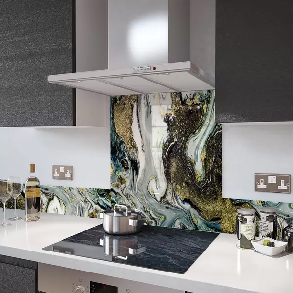Digital Print Glass Upstand Liquid Space 100cm x 14cm