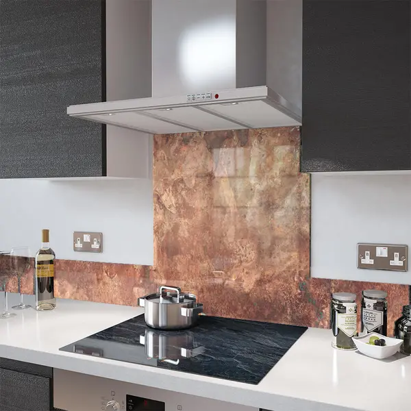 Digital Print Glass Upstand Rustic Copper 100cm x 14cm