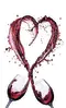 Glass Splashback With Fixing Holes in Wine Splash Heart - 60cm Wide x 100cm High