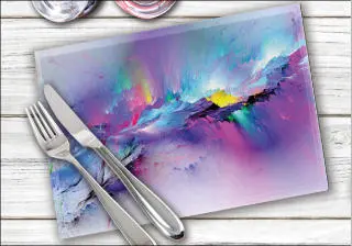 A Rainbow Rain Mountain design set of place mats