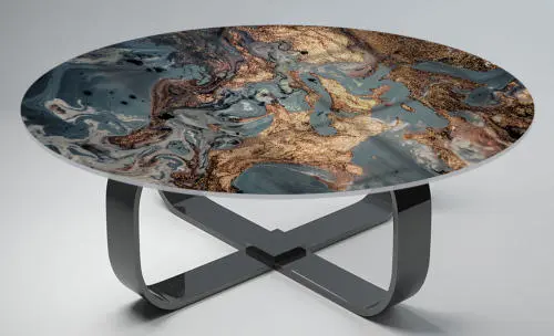 Round Glass Table Top in Liquid Gold