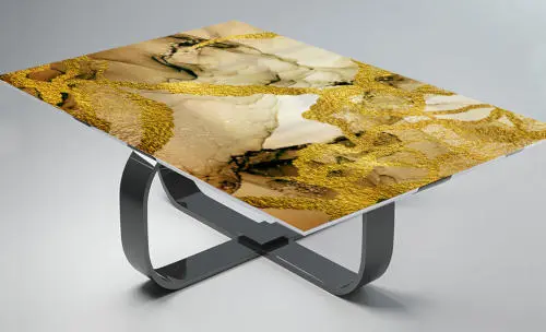 Rectangular Glass Table Top in Gold Sands