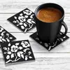 Illustration of 4 x Acrylic Coaster in Black Floral