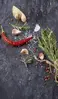 Glass Hob Cover / Chopping Board in Herbs and Spices - 30cm Wide x 52cm High