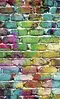 Glass Splashback With Fixing Holes in Rainbow Brick Wall - 60cm Wide x 100cm High