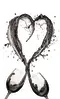 Glass Splashback With Fixing Holes in Wine Splash Heart BW - 60cm Wide x 100cm High