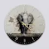 Glass Clock in Elephant - 30cm Wide