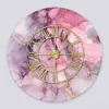 Glass Clock With Frame in Liquid Pink Marble - 60cm Wide