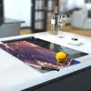 Illustration of Glass Hob Cover / Chopping Board in Blue Bronze - 30cm Wide x 52cm High
