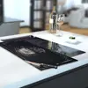 Illustration of Glass Hob Cover / Chopping Board in Flat White Coffee - 30cm Wide x 52cm High