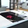 Illustration of Glass Hob Cover / Chopping Board in Paint Drip Rose - 30cm Wide x 52cm High